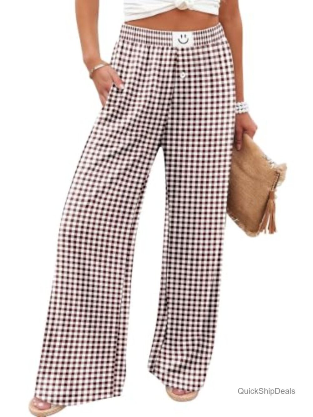 Wide Leg Palazzo Pants with Pockets Flowy Casual Summer Trousers